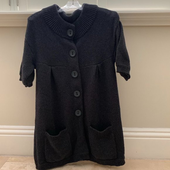 VINCE Sweater Charcoal Soft Wool Chunky Knit Button-Up Cardigan Jacket/dress M - Picture 2 of 8